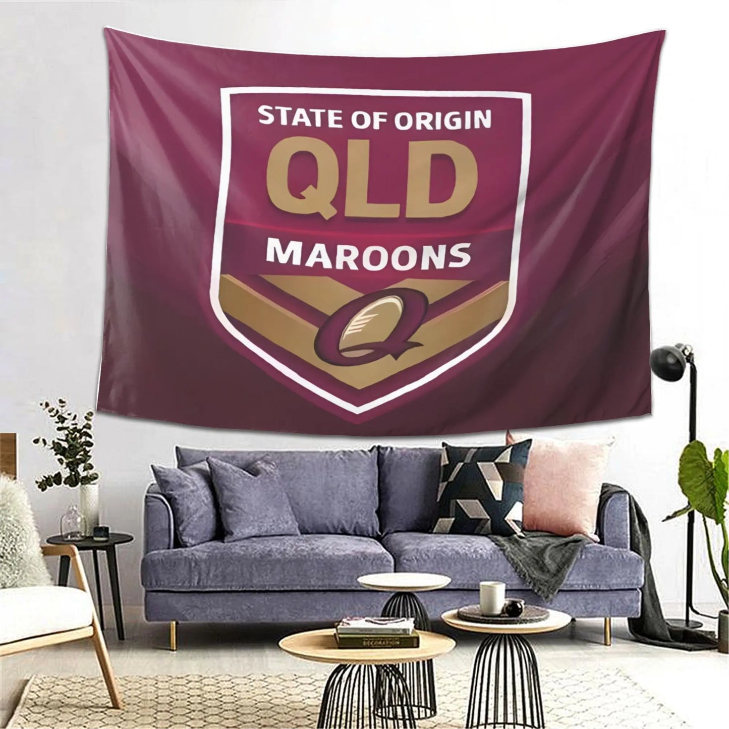 QLD Maroons State of Origin Sports Tapestry Wall Hanging Rugby League Queensland Decor Banner Large 150x230cm Room Gift
