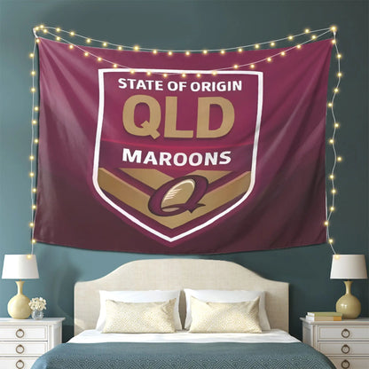 QLD Maroons State of Origin Sports Tapestry Wall Hanging Rugby League Queensland Decor Banner Large 150x230cm Room Gift