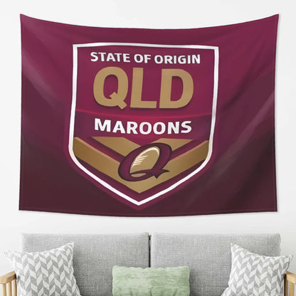 QLD Maroons State of Origin Sports Tapestry Wall Hanging Rugby League Queensland Decor Banner Large 150x230cm Room Gift