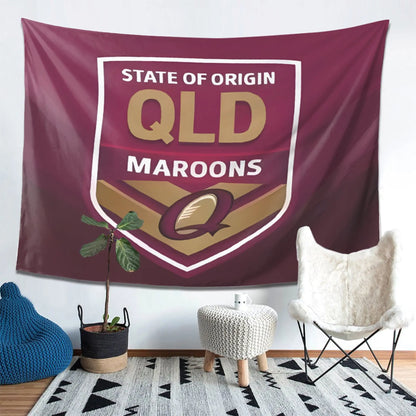 QLD Maroons State of Origin Sports Tapestry Wall Hanging Rugby League Queensland Decor Banner Large 150x230cm Room Gift